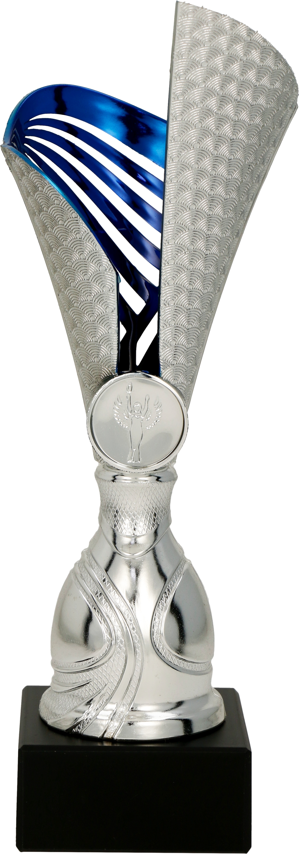 9235B - Pohár strieborno-modrý H-22 cm