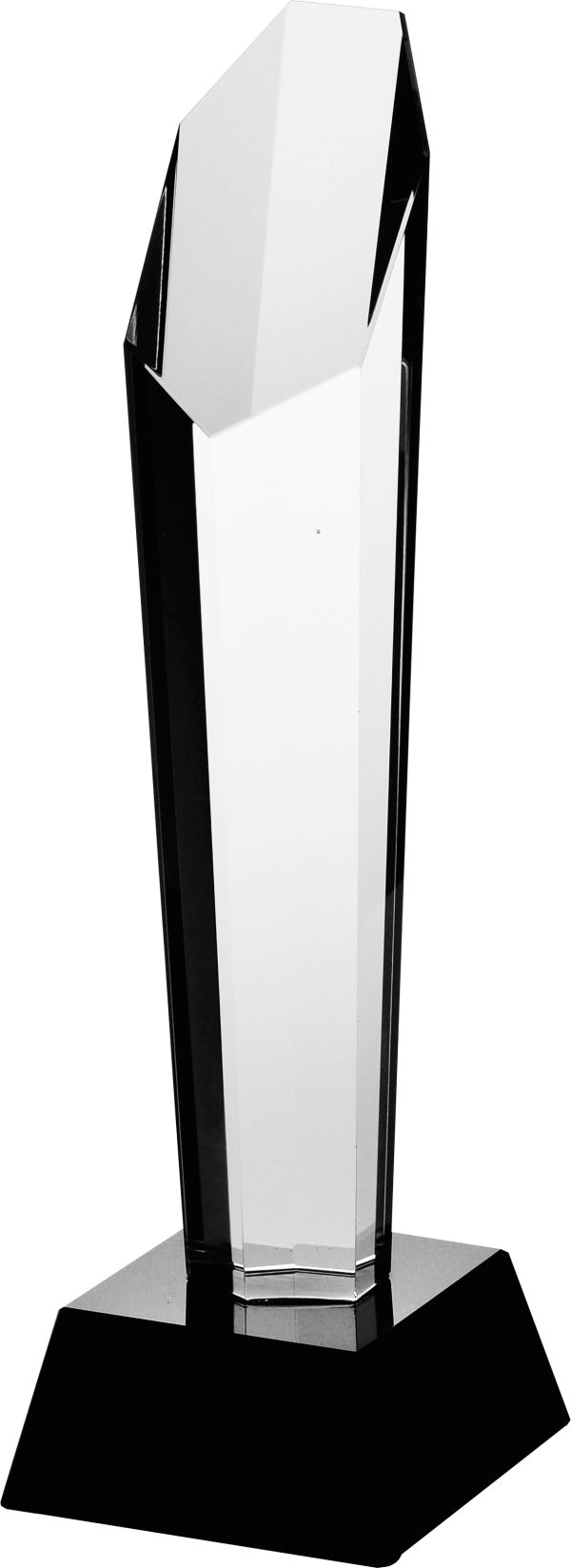 G003-30 - Sklenená trofej + obal "tvar 7hr. hranol" H-30cm
