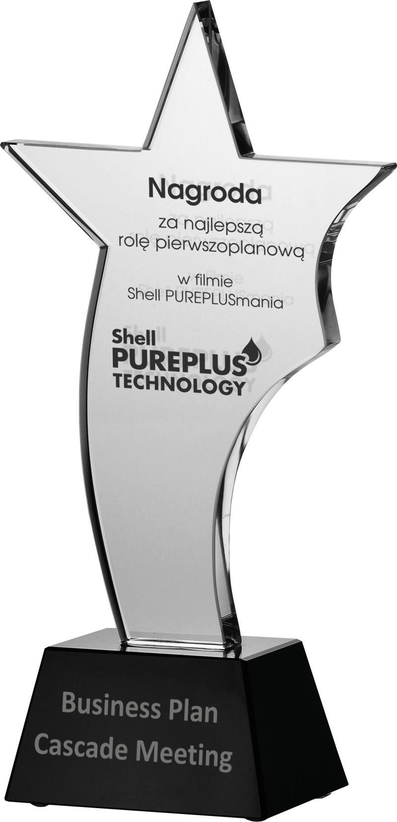 C035 - Sklenená trofej hviezda + obal H-25,5cm