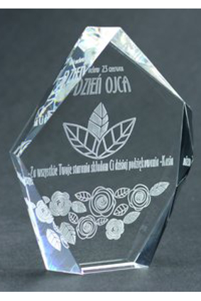 C036 - Sklenená trofej + obal H-19,5cm