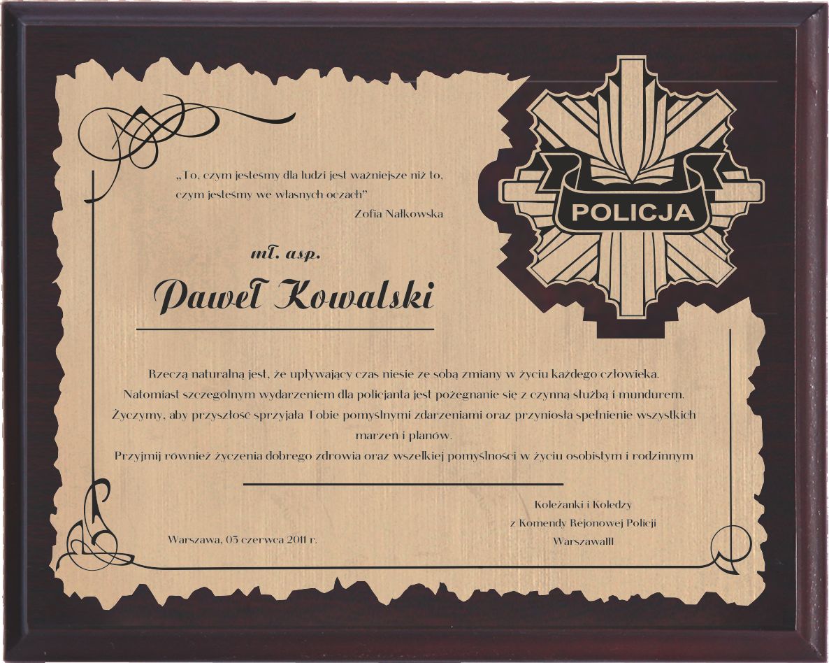 HG156 - Diplom drevený so zlatým plastom 33x26,5