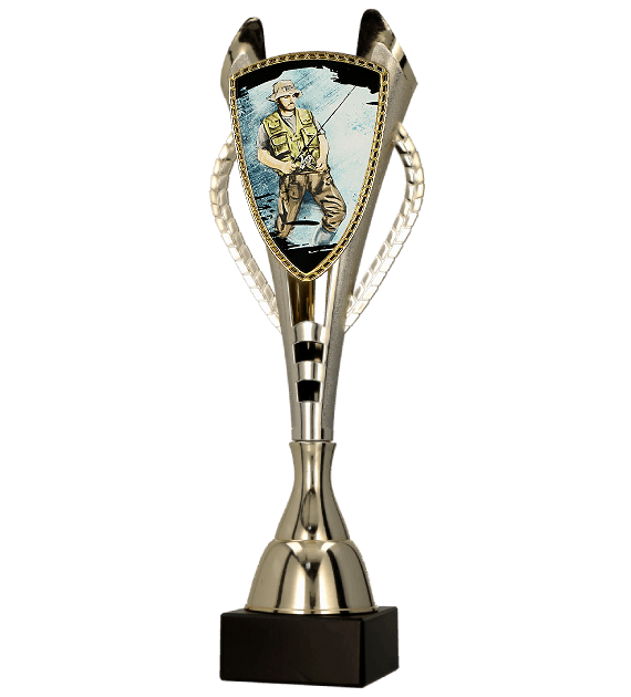 7243/FIS2-A - Pohár rybár/ryba zlatý H-44 cm