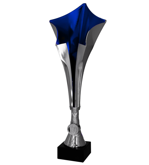 8372A - Pohár hviezda strieborno-modrý H-42 cm