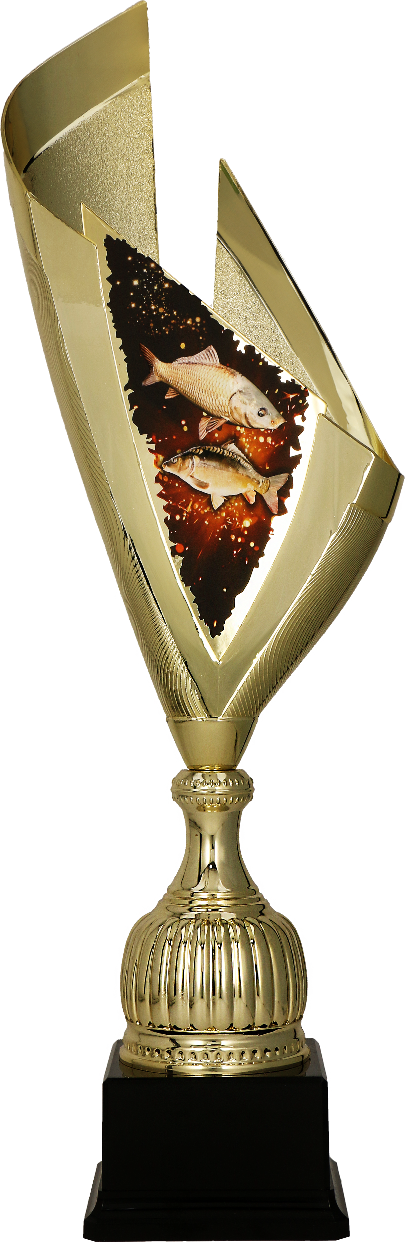 4232/FIS1-B - Pohár rybár/ryba kapor zlatý H-57 cm