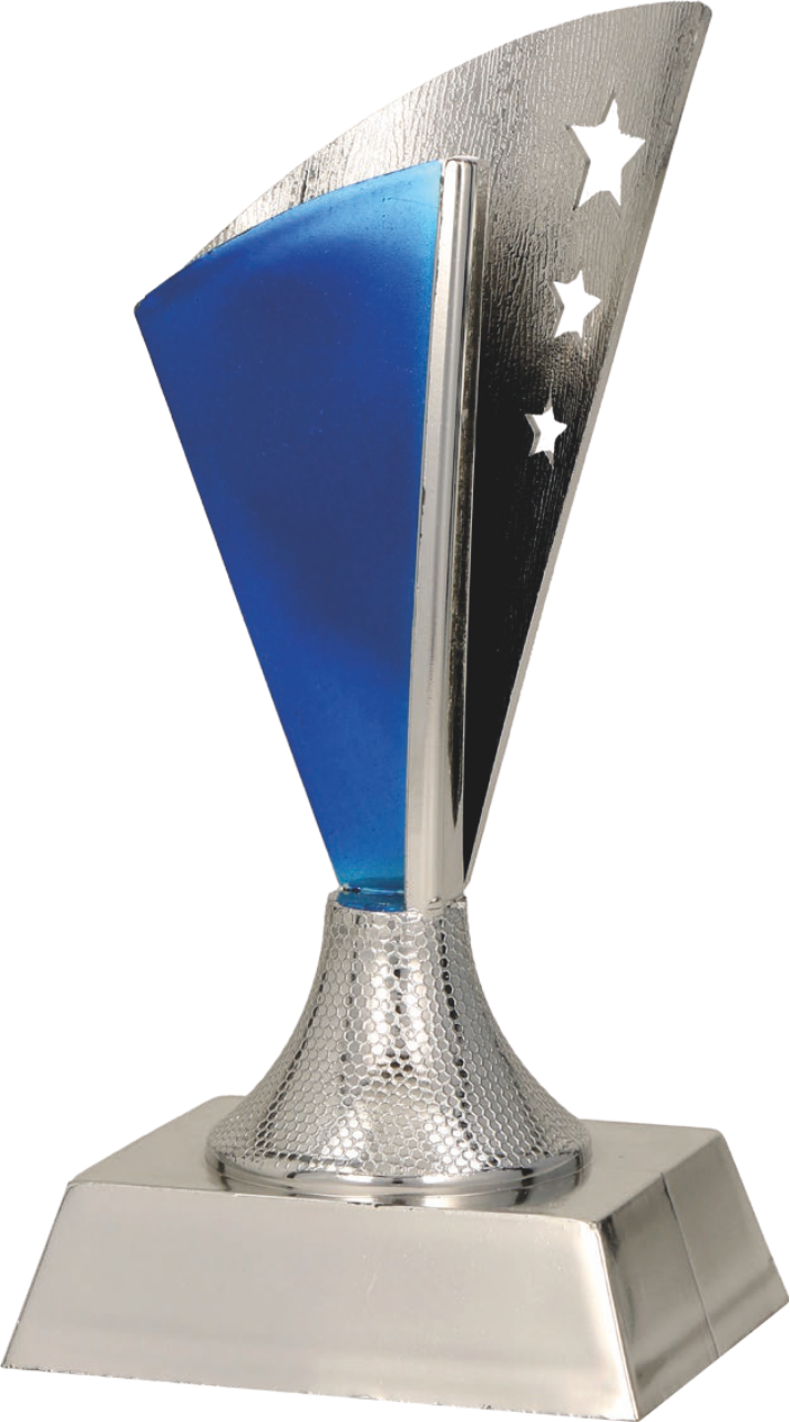 B382A/S/BL - Trofej plast. strieborno-modrá H-15 cm