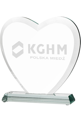 G031 - Sklenená trofej srdce + obal H-20cm