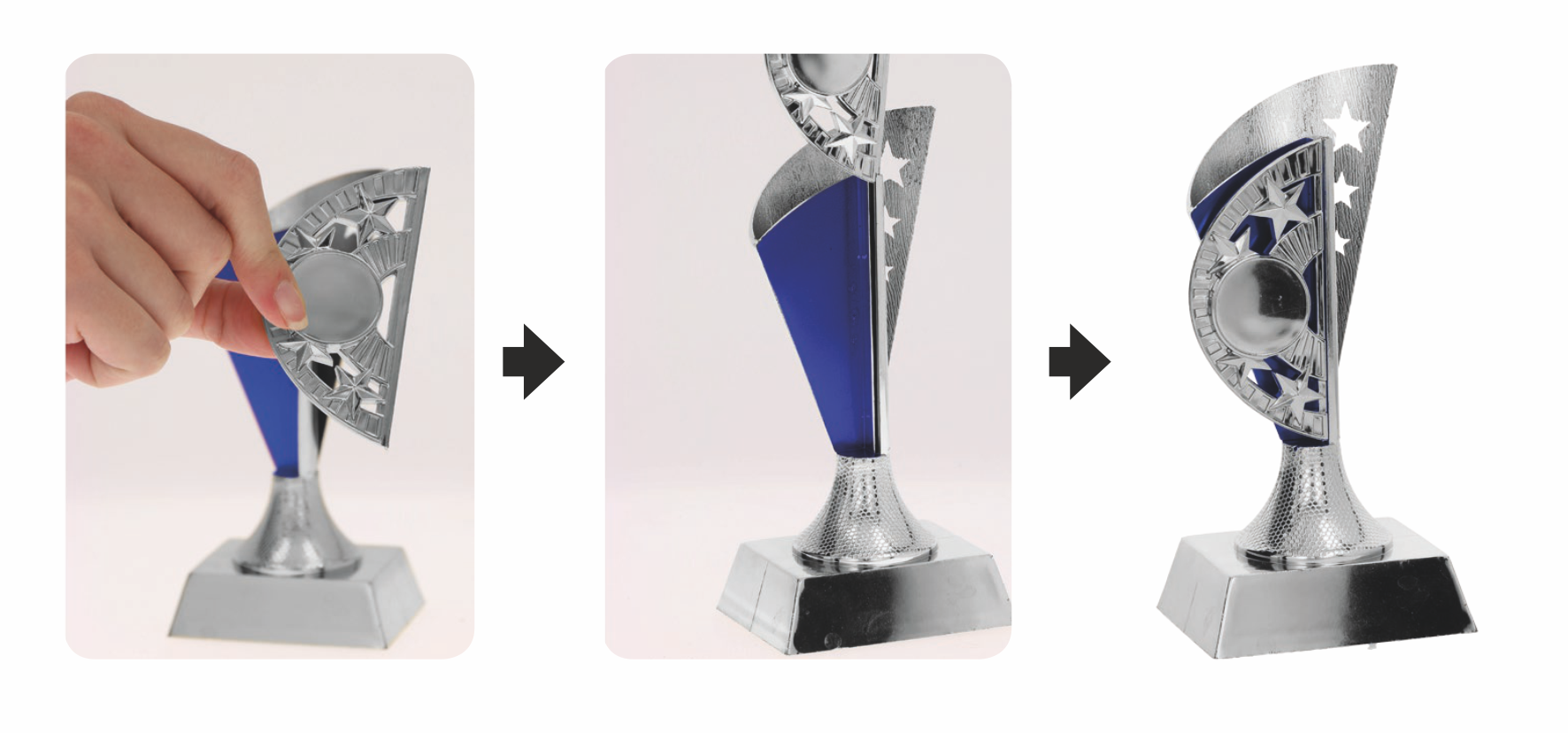 B382A/S/BL - Trofej plast. strieborno-modrá H-15 cm