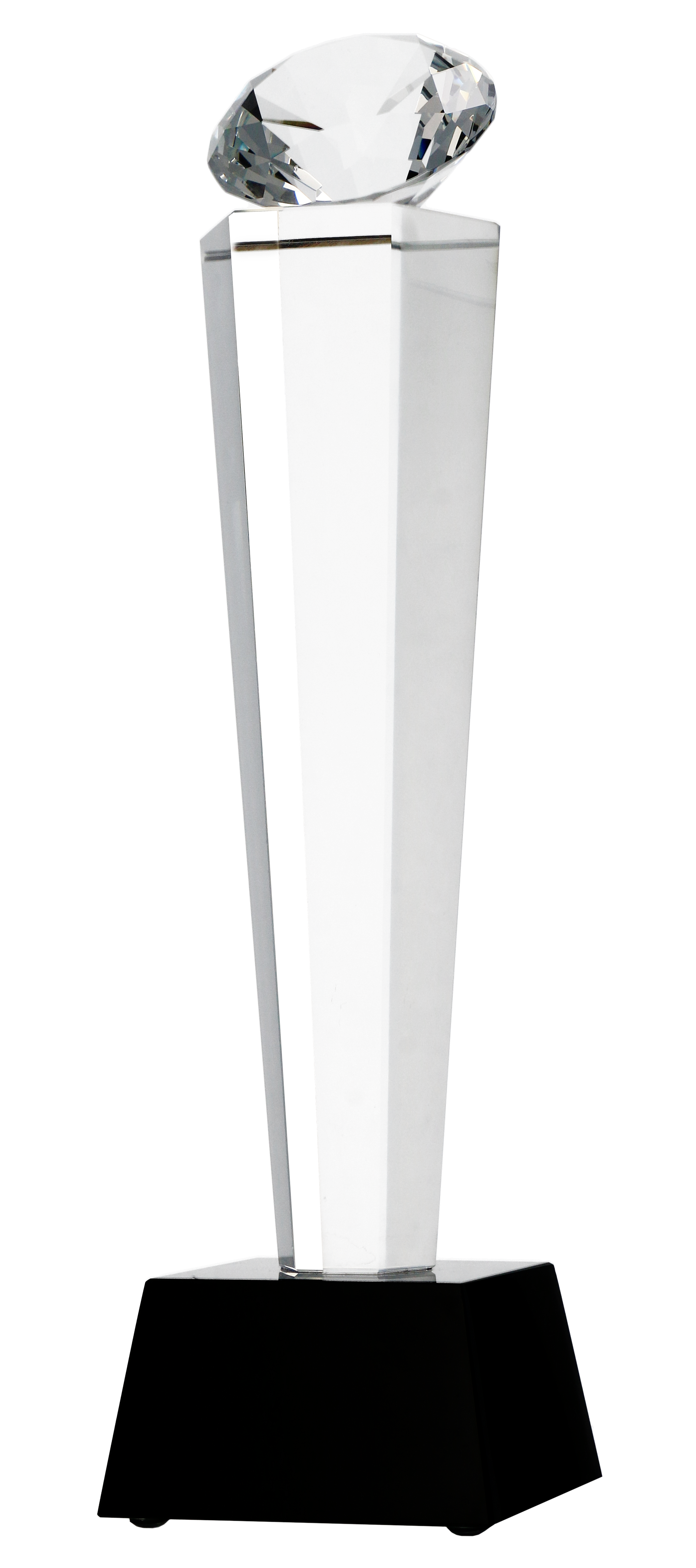 C077 - Sklenená trofej + obal diamant H-28 cm, hr.3 cm
