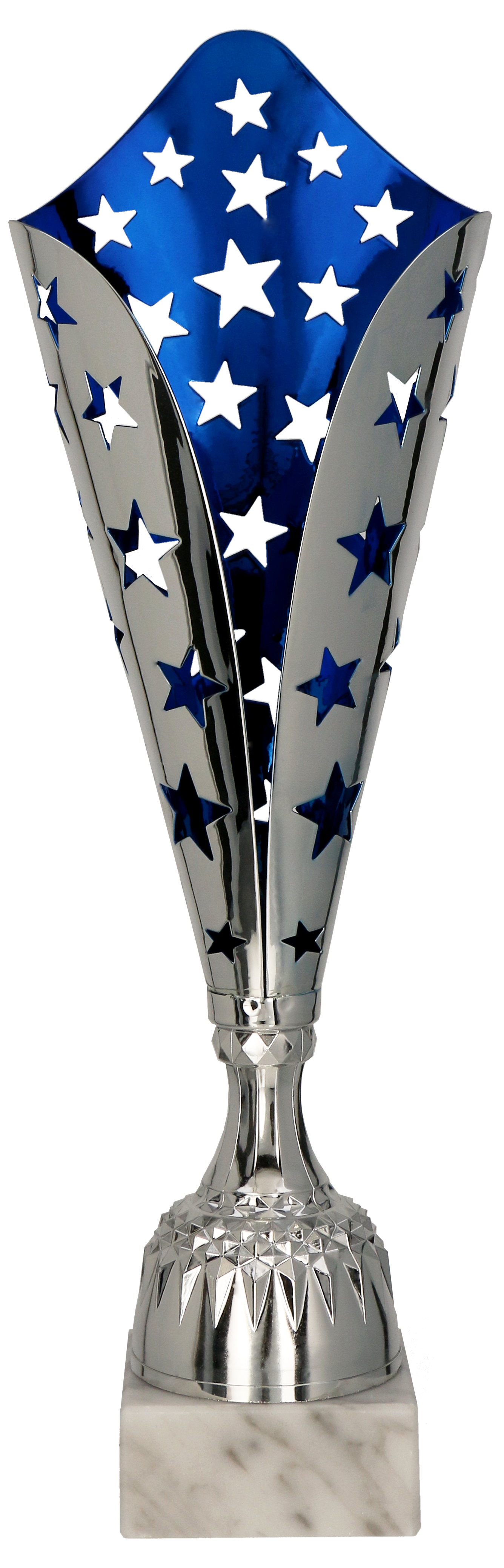 3156A - Pohár hviezda strieborno-modrý H-48 cm