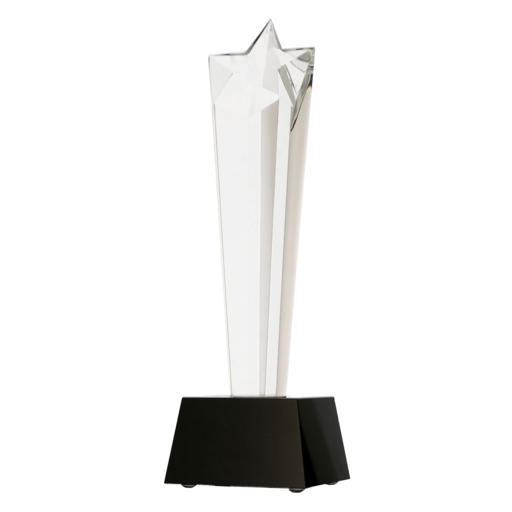 C081 - Sklenená trofej + obal hviezda H-28 cm