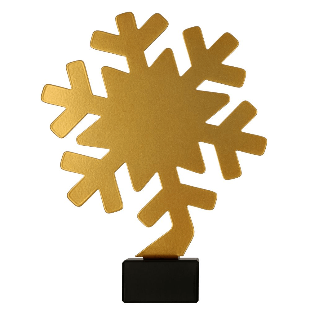ML-SNO3 - Figúrka kovová snehová vločka zlatá H-18 cm