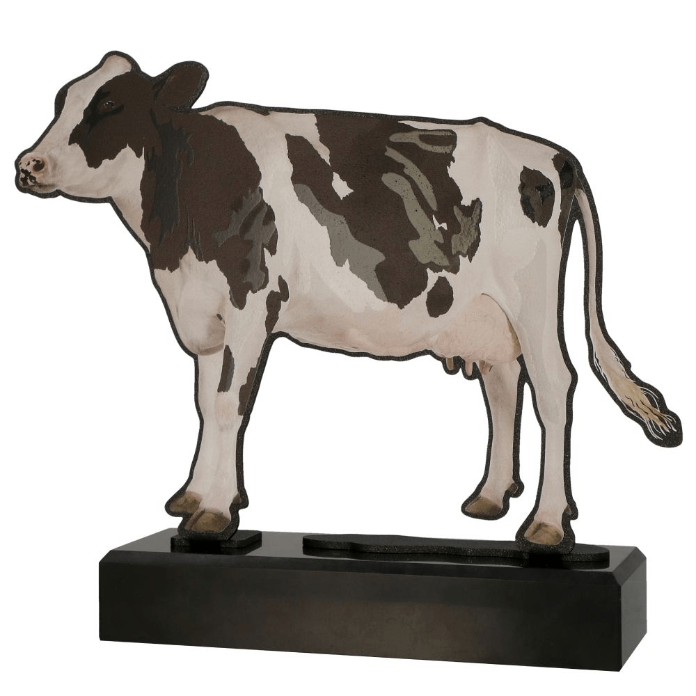 TM005-COW - Figúrka kovová krava farebná potlač H-20,5 cm