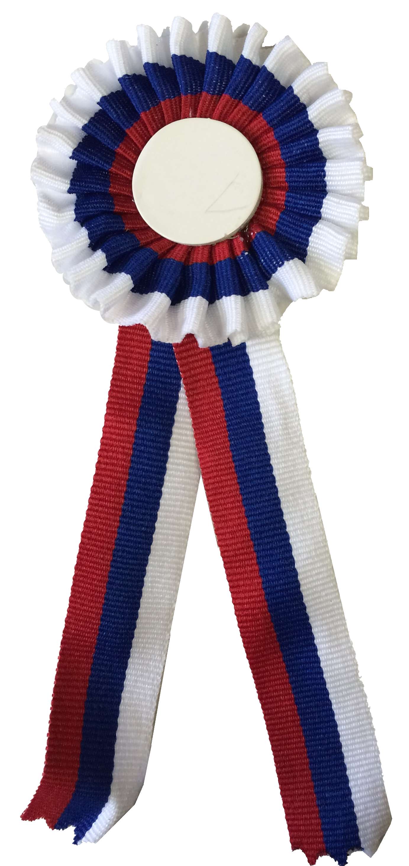 KOK_S_25-W/BL/R - Kokarda pr. 6cm dĺžka 17cm - zo stuhy 20mm (na emblém-25mm)